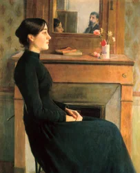 Porträtt av en kvinna, målning av Santiago Rusinol y Prats