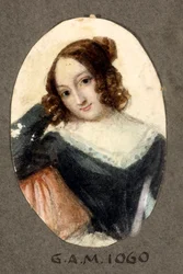 Ung flicka med ett spionleende Målning av Santo Panario (1786-1871) 1800-talsgener, Galleria d