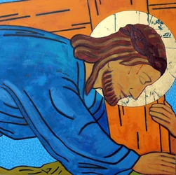Jesus faller under korset