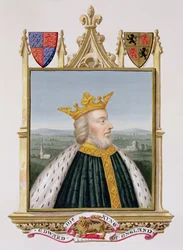 Porträtt av Edward III (1312-77) kung av England från 1327 från "Memoirs of the Court of Queen Elizabeth", publicerad 1825 (wc och gouache på papper)