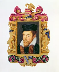 Porträtt av Edward Stanley (1508-72) 3rd Earl of Derby från "Memoirs of the Court of Queen Elizabeth", publicerad 1825 (wc och gouache på papper)