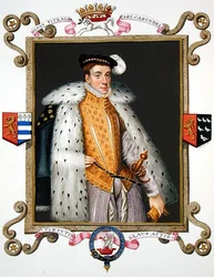Porträtt av Henry Fitzalan (ca 1511-80) 12:e earlen av Arundel från "Memoirs of the Court of Queen Elizabeth", publicerad 1825 (akvarell och gouache på papper)
