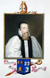 Porträtt av Joseph Hall (1574-1656) biskop av Norwich från "Memoirs of the Court of Queen Elizabeth", publicerad 1825 (akvarell och gouache på papper)
