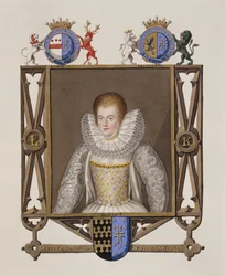 Porträtt av Lettice Knollys (ca 1541-1634), dotter till Sir Francis Knollys, ur "Memoirs of the Court of Queen Elizabeth", utgiven 1825