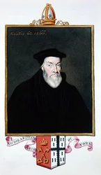 Porträtt av Nicholas Heath (ca 1501-78) ärkebiskop av York från "Memoirs of the Court of Queen Elizabeth", publicerad 1825 (akvarell och gouache på papper)
