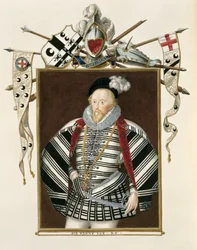 Porträtt av Sir Henry Lee (1530-1610) från "Memoirs of the Court of Queen Elizabeth", publicerad 1825 på papper