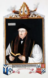 Porträtt av Thomas Cranmer (1489-1556) ärkebiskop av Canterbury från "Memoirs of the Court of Queen Elizabeth", publicerad 1825 (akvarell och gouache på papper)