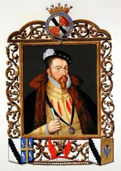 Porträtt av Thomas Radcliffe (c.1526-d.1583) 3:e earlen av Sussex från "Memoirs of the Court of Queen Elizabeth", publicerad 1825 (akvarell och gouache på papper)