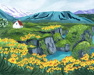 Den livfulla bergsdalen