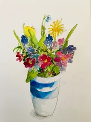 Vårblommor 2020 (akvarell)