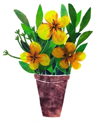 Gul växtkruka, 2019, (monoprint)