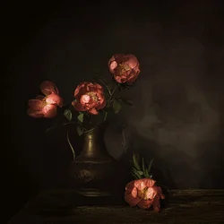 Djupröda pionblommor