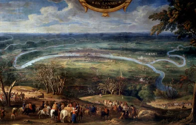 Ludvig II av Bourbons handlingar, Prince of Conde (Bourbon-Conde) (Grand Conde) (1621-1686), blockad av Paris 1649 under Fronde-målningen av Frälsaren Le Conte (Leconte, Le Comte, Lecomte) (1659) -1694) Chantilly från 1600-talet, Musee Conde