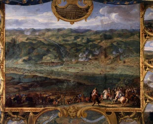 Prins Ludvig II av Bourbon Condes (Bourbon-Conde) handlingar känd som Grand Conde (1621-1686): Slaget vid Fribourg (1644) under trettioåriga kriget - Målning av Frälsaren The Tale (Leconte, Greven, Lecomte ) (1659-1694)