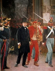 Risorgimento: "" arrestering av den italienske patrioten och politikern Carlo Poerio (1803-1867) "Målning av Francesco Saverio Altamura (1822-1897) Neapel, San Martinos nationalmuseum