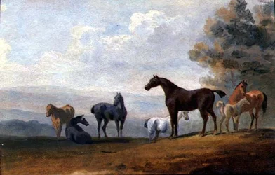 Hästar (olja på panel)