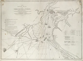 En exakt plan över Charles Town bar och hamn, från en faktisk undersökning i samband med att Fort Sullivan anfölls den 28 juni 1776 av Hans Majestäts eskader under befäl av Sir Peter Parker