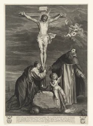 Kristus på korset med de heliga Katarina av Siena och Dominikus under korset