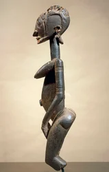 Trä- och metallskulptur, av Master of slanting eyes, höjd 59 cm, Dogon stamkonst Mali