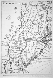 Karta över Pennsylvania i början av 1700-talet, från Humphreys "Account of the Missions" (litografi)