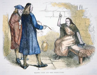 Martha Corey anklagas för häxeri under häxprocesserna i Salem år 1692