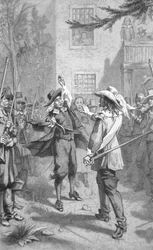 Nathaniel Bacon konfronterar Sir William Berkeley (gravyr)