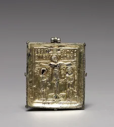 Enkolpion med korsfästelsen (fram) och heliga Theodore och George (baksida)