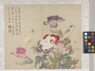 8-bladsalbum med blommor, mitten av 1700-talet (bläck och färg på papper)