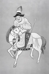 En mongolisk hästbågskytt, efter en kinesisk teckning (litho)