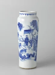 Rollwagen med figurer i ett sammanhängande landskap, ca. 1635-50 (målat porslin)