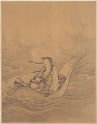 Sage Floating on Lotus Leaf (albumblad; bläck på siden)