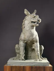 Skulptur tagen från Mogaogrottorna nära Dunhuang i Kina (terrakotta)