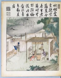 Sidenspinning, illustration från Yu Tche Keng Tche T