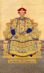Kangxi-kejsaren (1654-1722) av kinesisk mästare, första tredjedelen av 1700-talet. - Bläck och färg på tyg - Palace Museum, Beijing