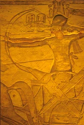 Forntida Egypten, Väggmålning/ristning, Ramses II i sin vagn vid slaget vid Kadesh, Ramses II:s och Nefertaris tempel, Abu Simbel
