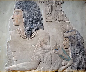 Konst Egypten: Ieneminet och hans fru Takha. Fresk av New Empire-perioden av den 18:e dynastin (1300-talet f.Kr.). Paris, Louvren