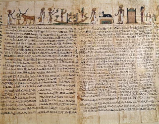 Egyptiska antiken: Papyrus av en dödbok. Låg Epoque. Paris, Musee du Louvre - Egyptisk antiken: papyrus av de döda boken. Sen period, Louvren, Paris