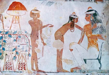 Egyptisk gravmålning föreställande förberedelser inför en festival