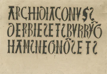 Barton under Needwood Church - inskriptioner: bläckfaksimil, nd [?1700-talet] (ritning)