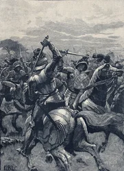 Slaget vid Bosworth Field, 22 augusti 1485, Wars of the Roses (litho)