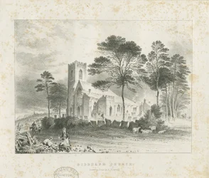 Biddulph (gamla) kyrka: litografi och [?1800-talet] (tryck)