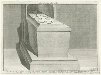 Canterbury Cathedral - Ärkebiskop Langtons gravkista: gravyr i kopparplåt, nd [?1700-talet] (tryck)