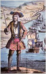 Kapten Bartholomew Roberts, graverad av James Basire