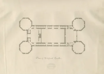 Castle Church - Stafford Castle: ritning med penna och tvätt, nd [1800-talet] (ritning)