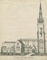 Clifton Campville Church: penn- och sepiateckning, nd [?1800-talet] (teckning)