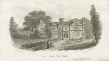 Dimsdale Old Hall: gravyr (vinjettering), nd [?1800-tal] (tryck)