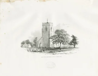 Drayton Bassett Church: litografi (vinjeterad), nd [c 1825-30] (tryck)