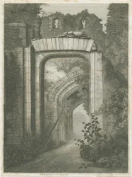 Dudley Castle - Entrén: etsning