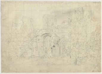 Dudley Castle - the Barbican: blyertsteckning, nd [?1800-talet] (teckning)