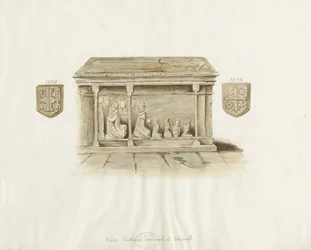 Eccleshall Church: Biskop Benthams grav: akvarellmålning, nd [?1800-talet] (målning)